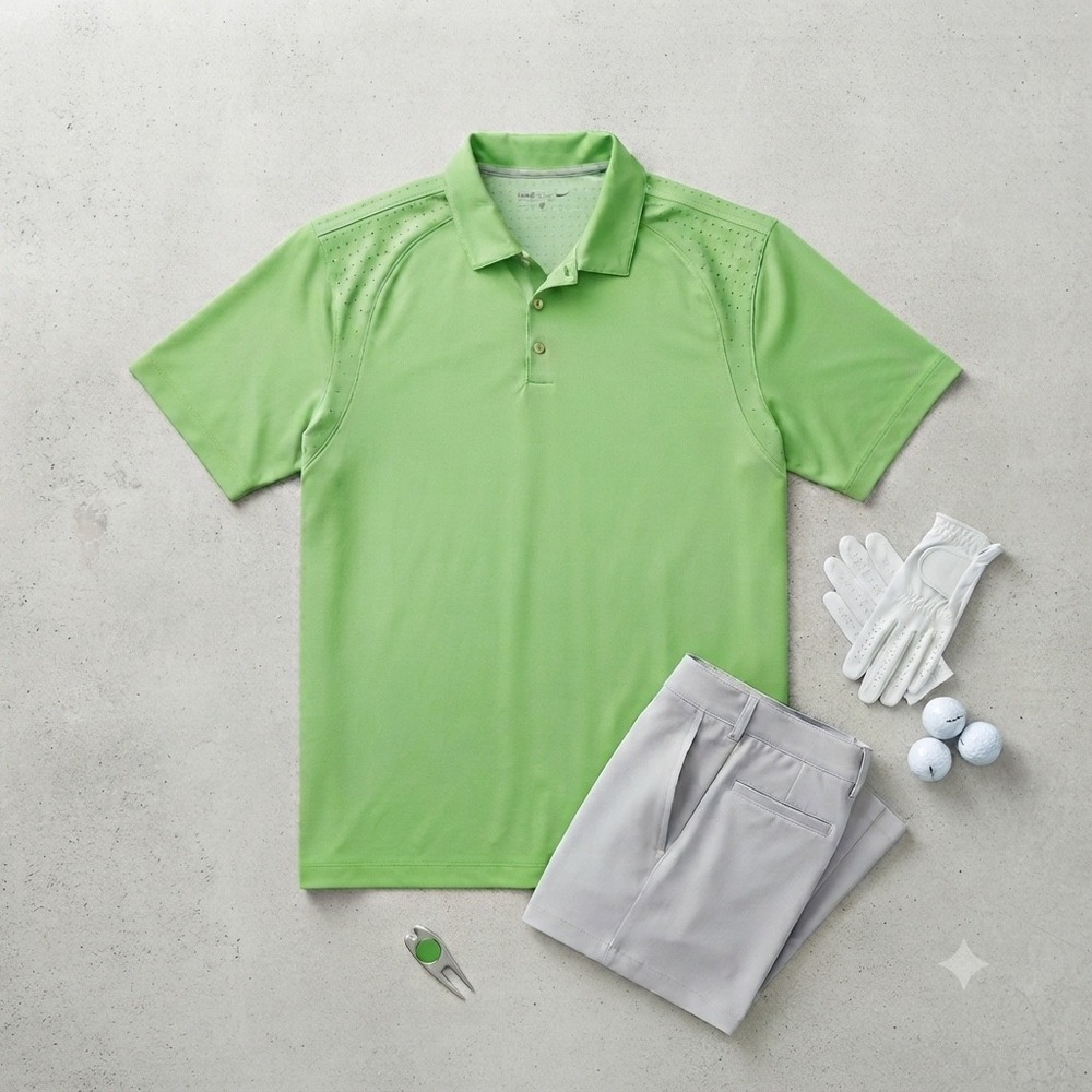 Nike‎ Golf Dri-FIT Mens Large Green Perforated Performance Polo Shirt